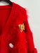 Cardigan in maglia e stampa natalizia 3D bianco anni '70