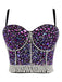 Top corsetto perle di strass  con spalline sottili anni '70