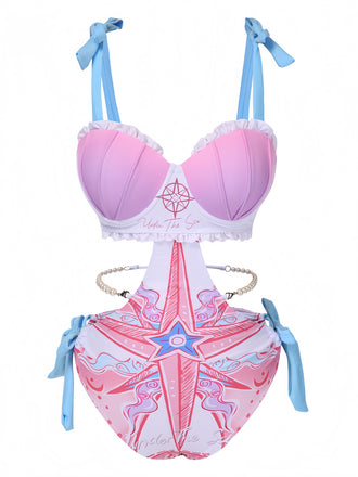 Costumi catena di perle volant con vita cava anni '70