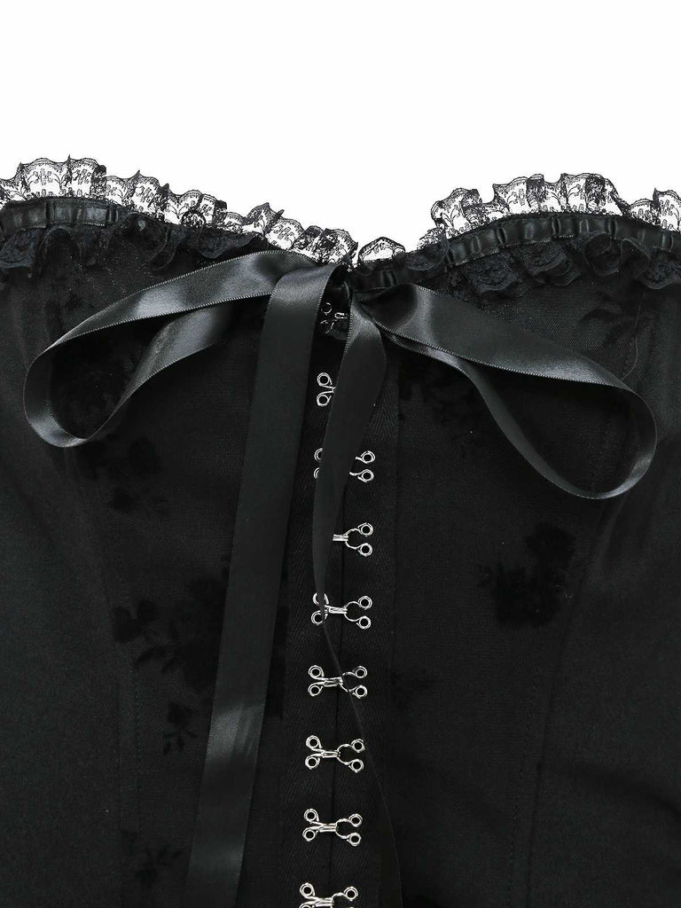 Abito da sposa gotico senza spalline in rete scura anni '70
