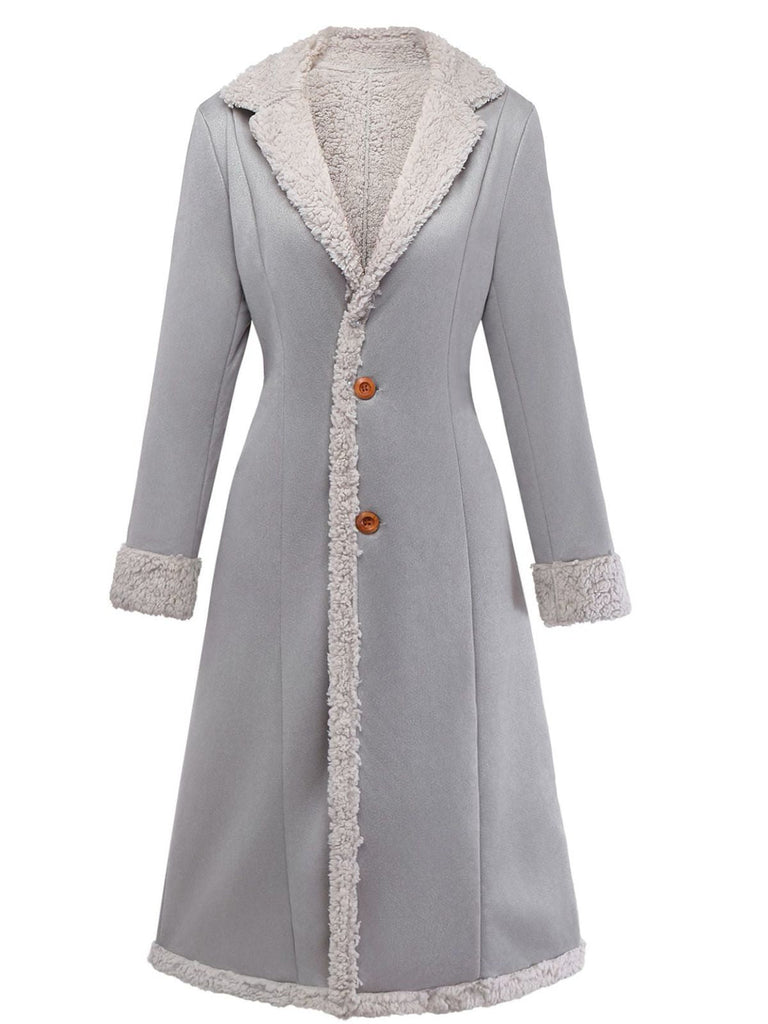 Cappotto in camoscio di media lunghezza con revers anni '30