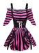2PCS Set di costumi da pirata a righe Halloween rosa anni '70