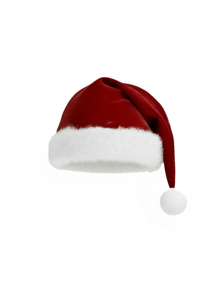 Abito in velluto natalizio con finiture in pelliccia sintetica rosso anni '30