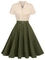Abito con cintura bottoni verde kaki anni '50