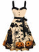 [Prevendita] Abito con zucca e gatto e pipistrello Halloween arancione anni '50