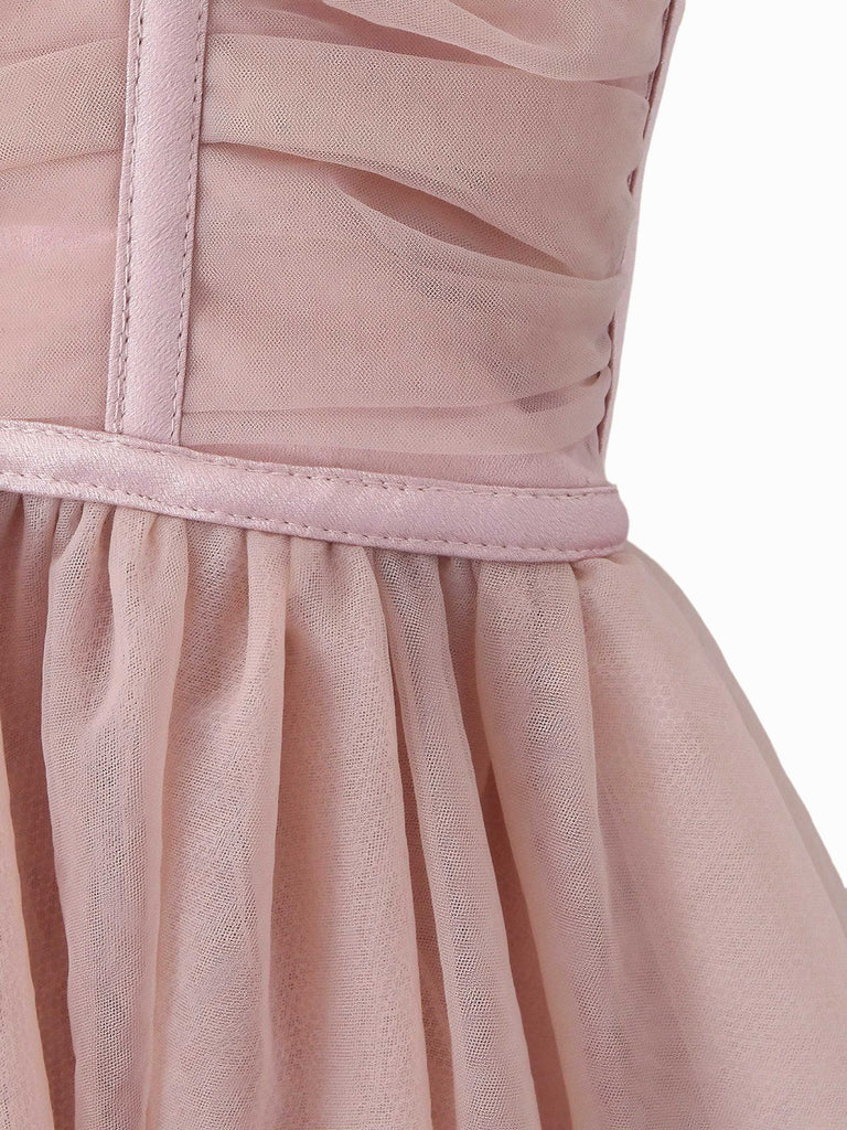 Abito in tulle con fiocco e spalline sottili anni '70