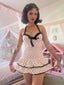 Costumi intero fiocco a pois beige anni '40