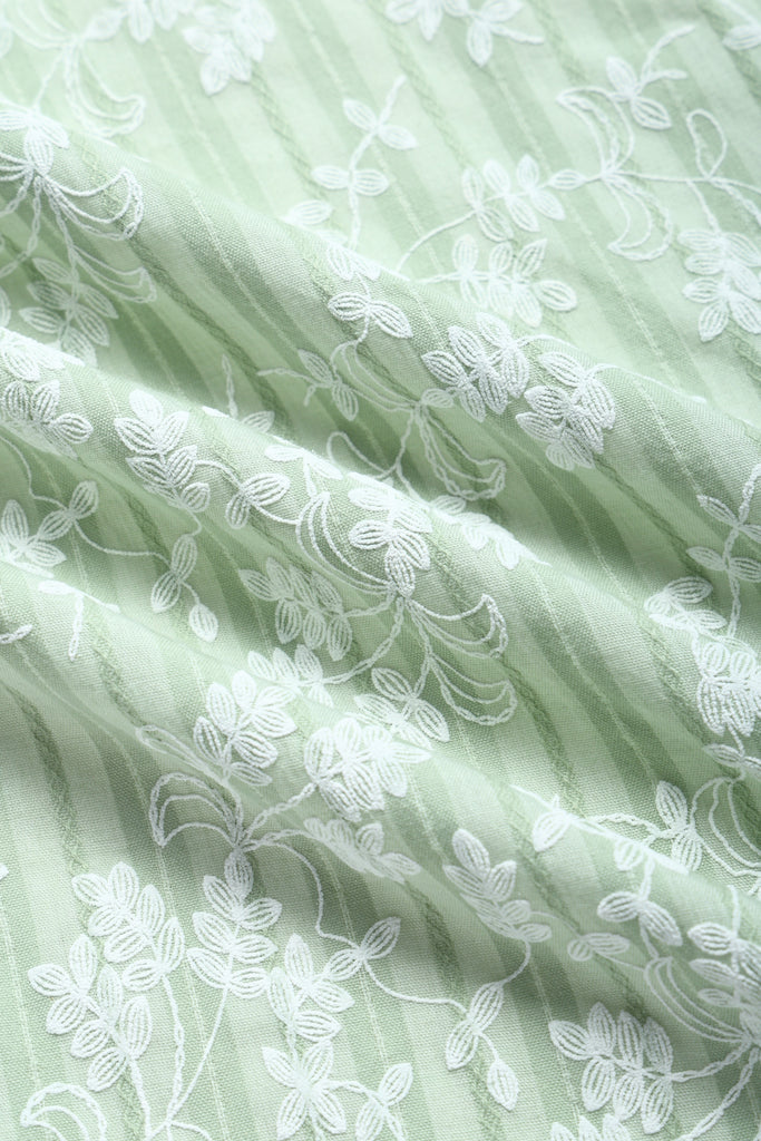 [Prevendita] Abito Svasato Verde Menta Floreale in Cotone Halter con Fiocco Anni '40 7