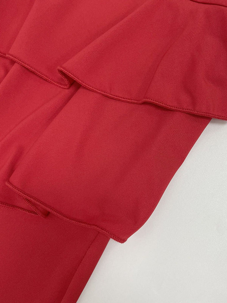 Abito con volant e schiena scoperta rosso anni '30