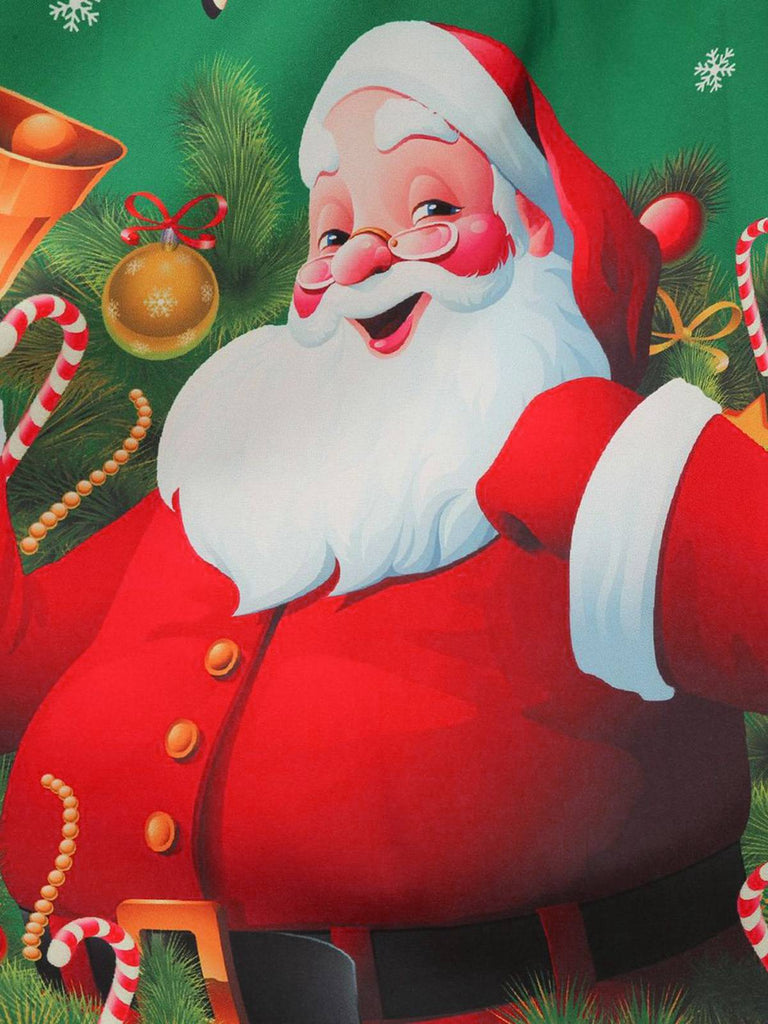 Abito a ruota fiocco di neve di Babbo Natale anni '50