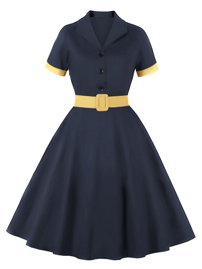 Abito plaid con revers a contrasto anni '50
