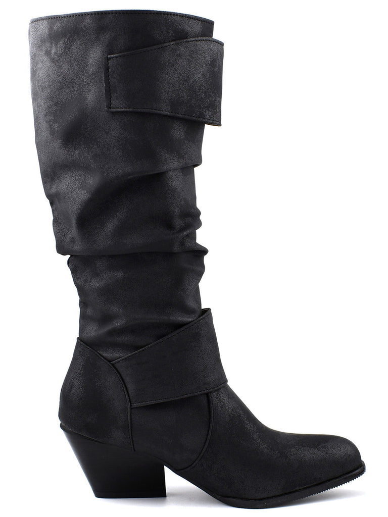 stivali alti cowboy in stile western con fibbia vintage