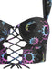 Set Bikini stampa neon nebula gotico nero anni '80