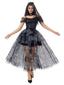 Completo abito in tulle da sposa fantasma Halloween nero anni '70
