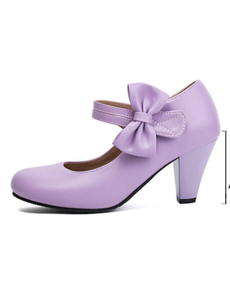 Scarpe con tacco alto in pelle con cinturino a fiocco