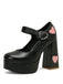 Scarpe Mary Jane con tacco alto fibbia e ritagli a cuore