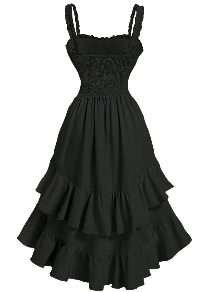 [Prevendita] Abito arricciature e orlo a balze con spalline anni '50