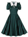 Abito a righe con colletto revers verde anni '50