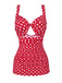 Costumi intero a pois con spalline rosso anni '40