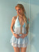 Set Tankini Turchese in Chiffon con Stella Marina con Volant Anni '50
