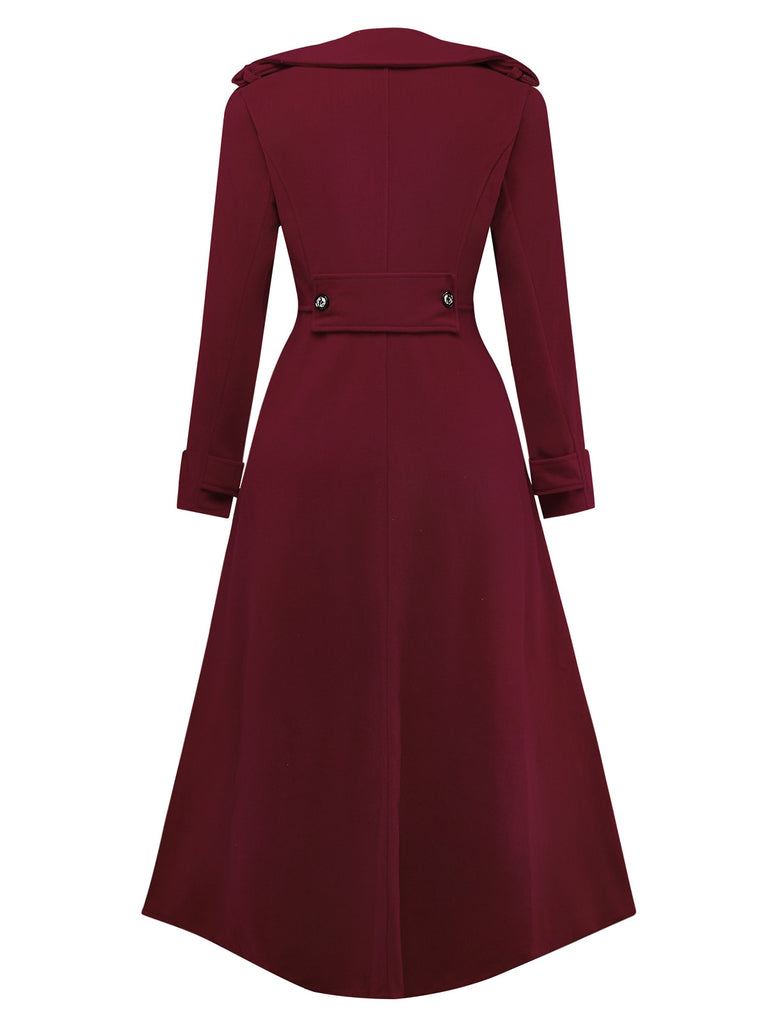 Cappotto lungo con colletto a dente in finta lana anni '40