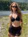 Set Bikini con Volant e Copricostume Floreale in Pizzo Nero Anni '60