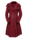 Cappotto con bottoni a tinta unita bordeaux anni '50