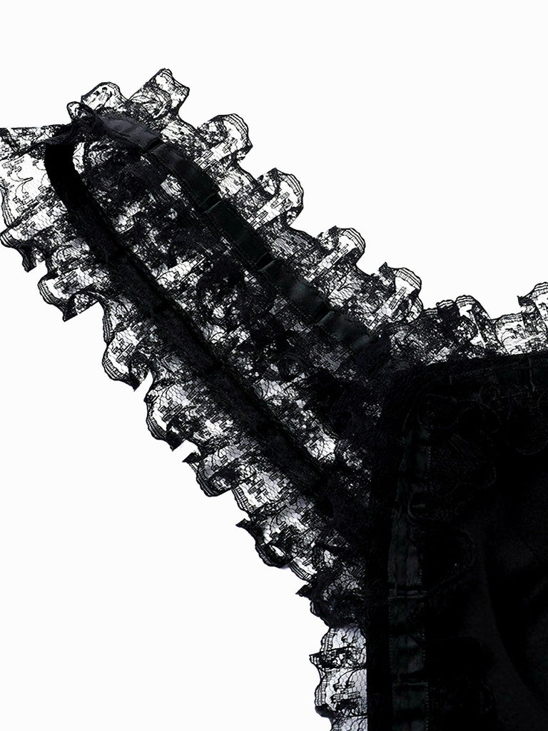 Abito punk metal patchwork con cintura nero anni '80