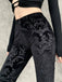 Pantaloni bootcut in velluto con stampa punk anni '80