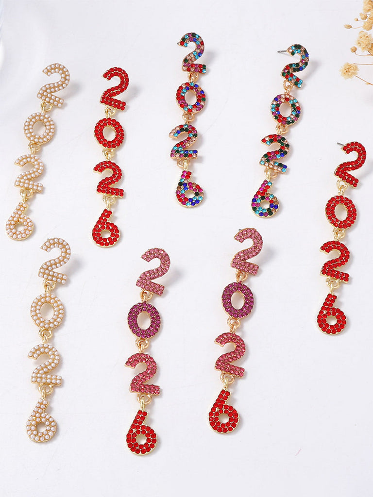 Orecchini pendenti con strass 2026 colorati per Capodanno