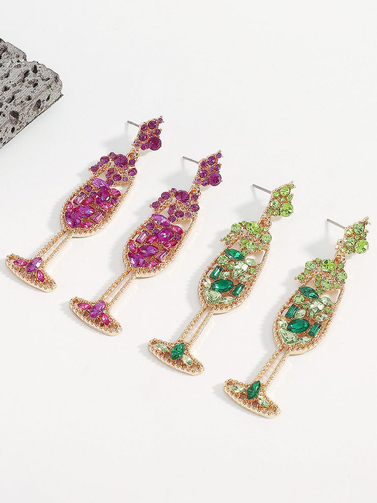 Orecchini con gemme di perle in vetro di champagne