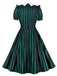 Abito a righe con colletto revers verde anni '50