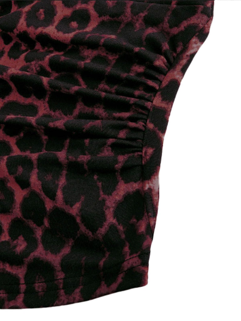 Top anni '80 con scollo all'americana e leopardata