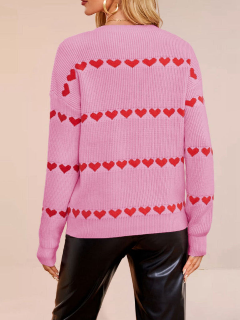 Maglione a maglia a forma di cuore San Valentino anni '40