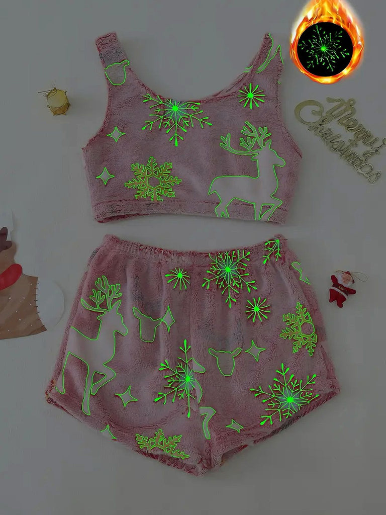 2PCS Pigiama in flanella e luminosa con stampa colorata anni '70
