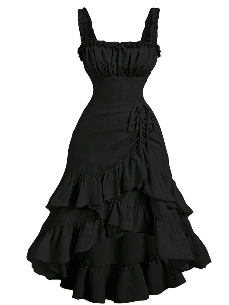 [Prevendita] Abito arricciature e orlo a balze con spalline anni '50