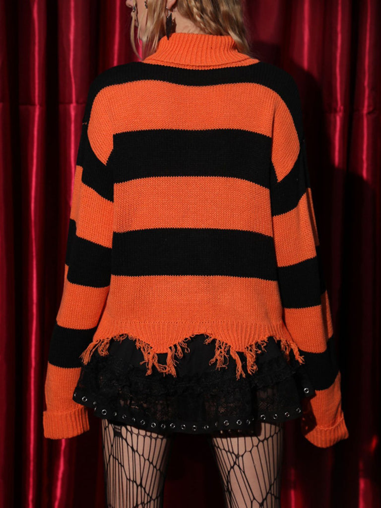 Maglione a maglia con pipistrello Halloween arancione anni '50