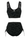 Set bikini gotico pipistrello spalline rete nero anni '80