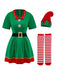 Costume da elfo di Natale per cosplay verde anni '60