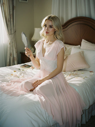 [Prevendita] Vestaglia rosa in pizzo plissettato a rete anni '30