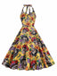[Prevendita] Abito con teschio hippie e fiocco giallo anni '50
