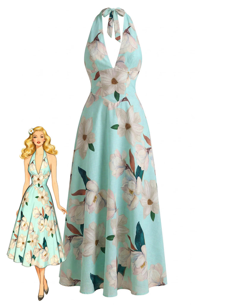 Abito-Anni '30-Floreale-in-Pizzo-con-Scollo-All'americana