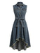 Abito Azzurro Senza Maniche High-Low Hem in Denim Anni '50