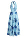 Abito-BLU-Anni '30-Floreale-in-Pizzo-con-Scollo-All'americana