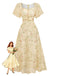 Abito-Giallo-Anni '30-in-Chiffon-con-Farfalla-e-Maniche-a-Volant 