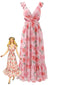 Abito Lungo Rosa Anni '30 in Chiffon Floreale con Schiena Scoperta