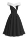 Abito-nero-Anni '50-Color-Block-a-Spalle-Scoperte-Senza-Maniche
