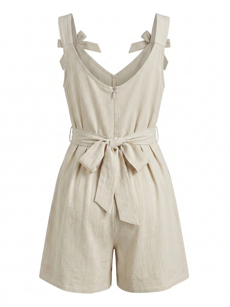 Apricot 1950s Bow One Piece Romper 4