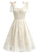 [Pre-Vendita] Abito Corsetto in Raso Ricamato Floreale con Spalline Annoate Beige Anni '50 2