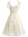 [Pre-Vendita] Abito Corsetto in Raso Ricamato Floreale con Spalline Annoate Beige Anni '50 4